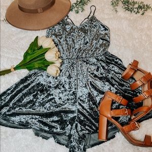 Crushed velvet blue romper size medium